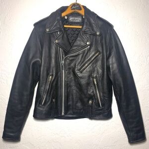 Harley-Davidson 1988 Classic Distressed Perfecto Leather Jacket Unisex Sz 42 Reg